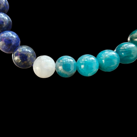 Lapis Lazuli, Apatite, Moonstone and Angelite Bracelet Natural Stones Unisex - Picture 6 of 7